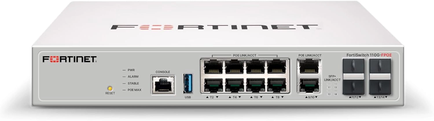 fortiswitch-110g-fpoe-klcnetwork-fortinet-poe-switch-klcnetwork-switch-siber-güvenlik-fortigate-2 Fortinet FortiSwitch 110G-FPOE (L2, 2x 5GE port PoE 802.3bt, 8x 1GE RJ45 port PoE 802.3af/at, 4x 10GE SFP+) 200W POE - Görsel 1