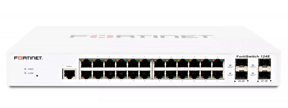 klcnetwork-fortiswitch-124f-24-port-10g-sfp-fortinet-fortigate-uyumlu-switch Fortinet FortiSwitch FS-124E 24 Port Layer2 Switch (L2, 24 GE RJ45 + 4 10G SFP+) - Görsel 1